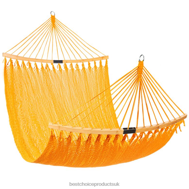 Outdoor Living | Best Choice Products2-Person Woven Polyester Hammock w/ Curved Bamboo Spreader Bar, Carry Bag N62R950 Fire Red
