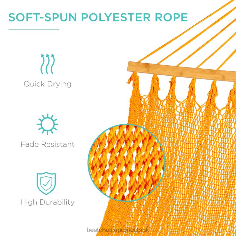 Outdoor Living | Best Choice Products2-Person Woven Polyester Hammock w/ Curved Bamboo Spreader Bar, Carry Bag N62R950 Fire Red