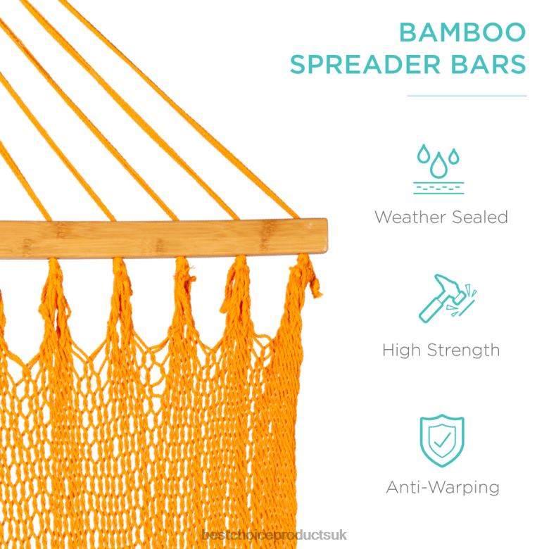 Outdoor Living | Best Choice Products2-Person Woven Polyester Hammock w/ Curved Bamboo Spreader Bar, Carry Bag N62R950 Fire Red