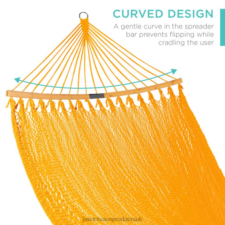 Outdoor Living | Best Choice Products2-Person Woven Polyester Hammock w/ Curved Bamboo Spreader Bar, Carry Bag N62R950 Fire Red