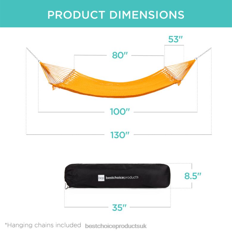 Outdoor Living | Best Choice Products2-Person Woven Polyester Hammock w/ Curved Bamboo Spreader Bar, Carry Bag N62R950 Fire Red