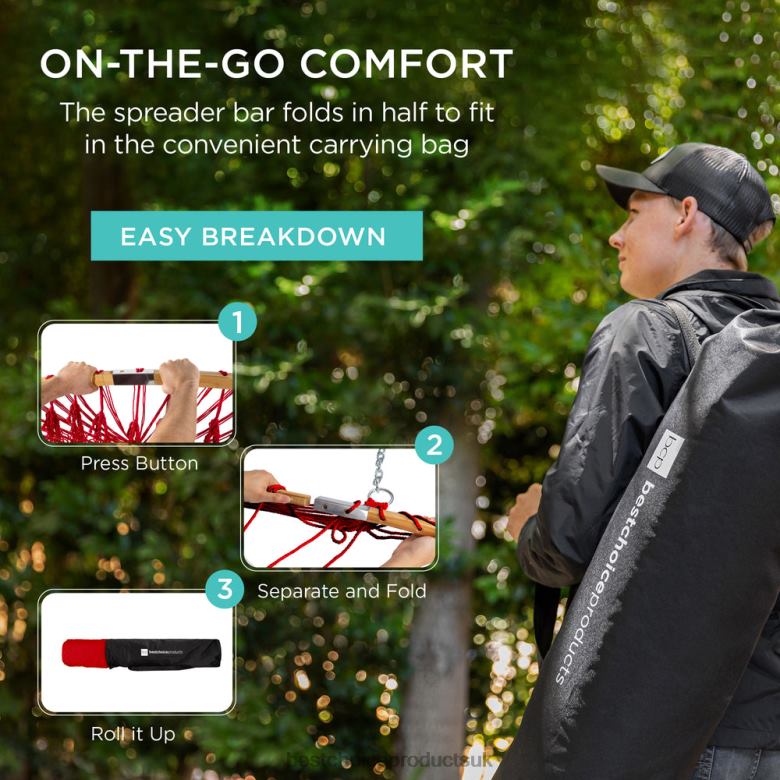 Outdoor Living | Best Choice Products2-Person Woven Polyester Hammock w/ Curved Bamboo Spreader Bar, Carry Bag N62R950 Fire Red