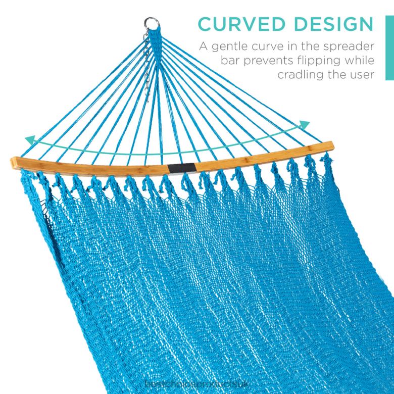 Outdoor Living | Best Choice Products2-Person Woven Polyester Hammock w/ Curved Bamboo Spreader Bar, Carry Bag N62R950 Fire Red