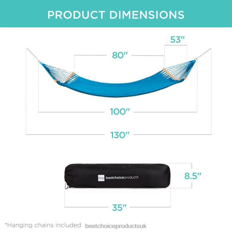 Outdoor Living | Best Choice Products2-Person Woven Polyester Hammock w/ Curved Bamboo Spreader Bar, Carry Bag N62R950 Fire Red