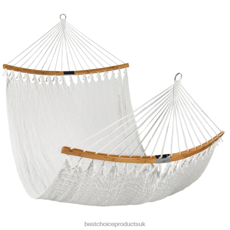 Outdoor Living | Best Choice Products2-Person Woven Polyester Hammock w/ Curved Bamboo Spreader Bar, Carry Bag N62R950 Fire Red