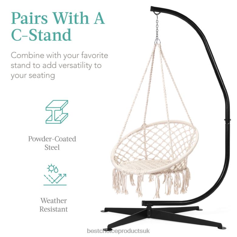 Outdoor Living | Best Choice ProductsCotton Macrame Hammock Hanging Chair Swing, Handwoven w/ Backrest N62R1464 Beige