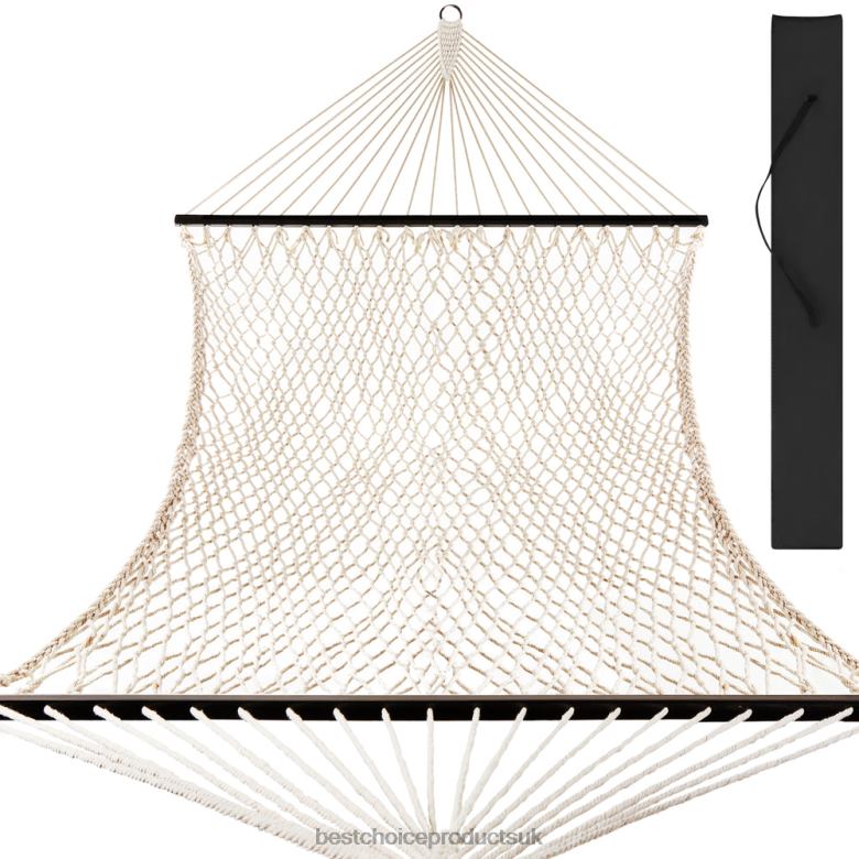 Outdoor Living | Best Choice ProductsCotton Rope 2-Person Double Hammock w/ Spreader Bars, Carrying Case N62R1427 Espresso Wood