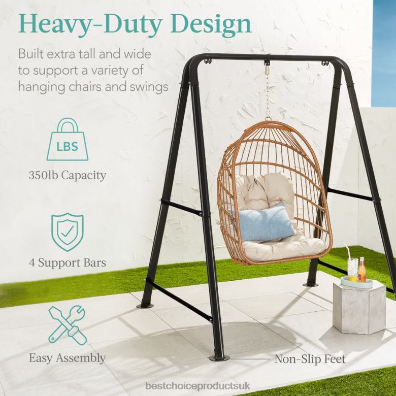Outdoor Living | Best Choice ProductsHeavy Duty Hammock Chair Stand w/ Hanging Hardware, 47in Chain N62R1485 Black