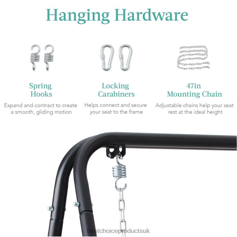 Outdoor Living | Best Choice ProductsHeavy Duty Hammock Chair Stand w/ Hanging Hardware, 47in Chain N62R1485 Black