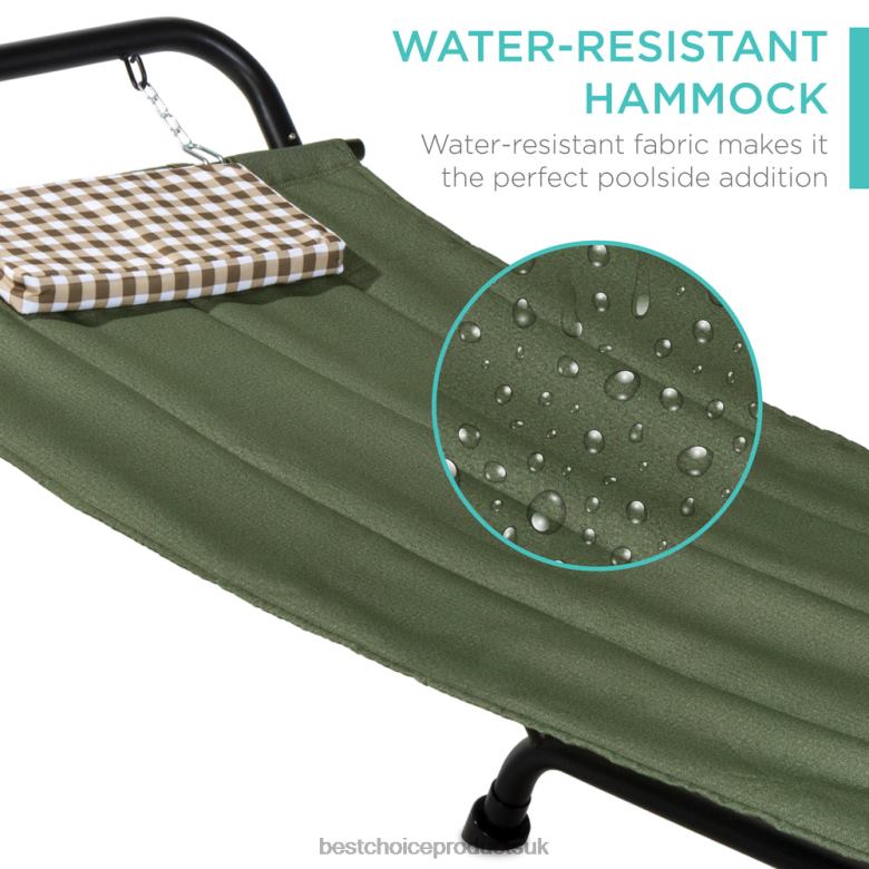 Outdoor Living | Best Choice ProductsOutdoor Patio Hammock for Backyard, Garden w/ Stand, Pillow, Storage Pockets N62R923 Green