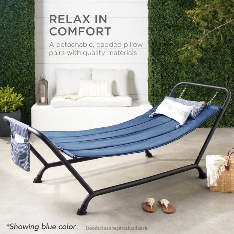 Outdoor Living | Best Choice ProductsOutdoor Patio Hammock for Backyard, Garden w/ Stand, Pillow, Storage Pockets N62R923 Green