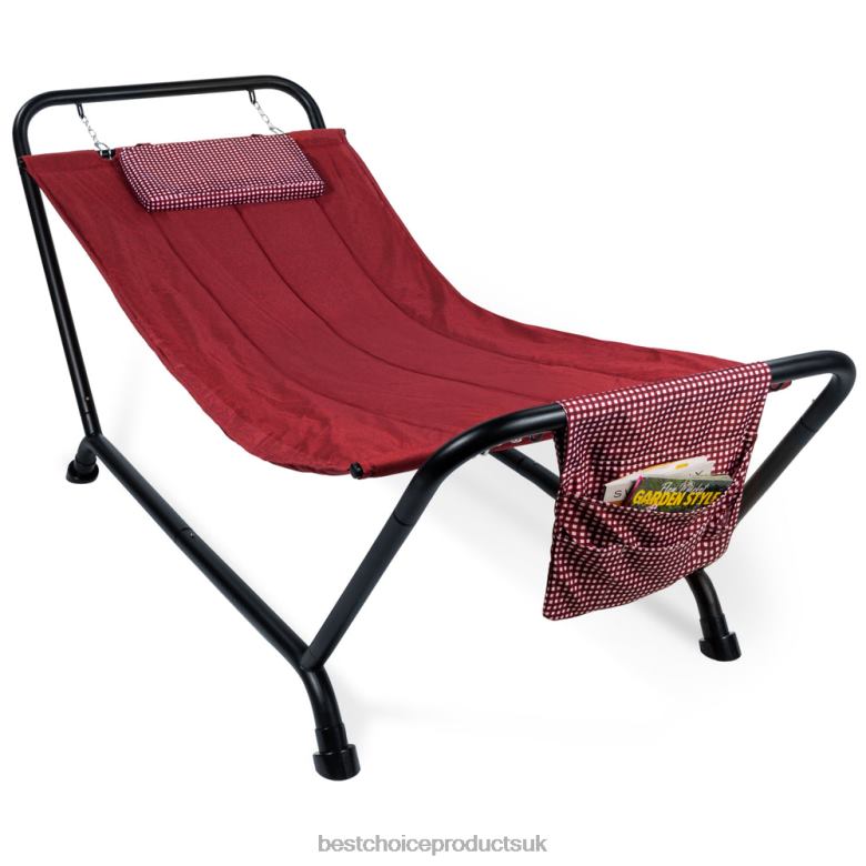 Outdoor Living | Best Choice ProductsOutdoor Patio Hammock for Backyard, Garden w/ Stand, Pillow, Storage Pockets N62R925 Red