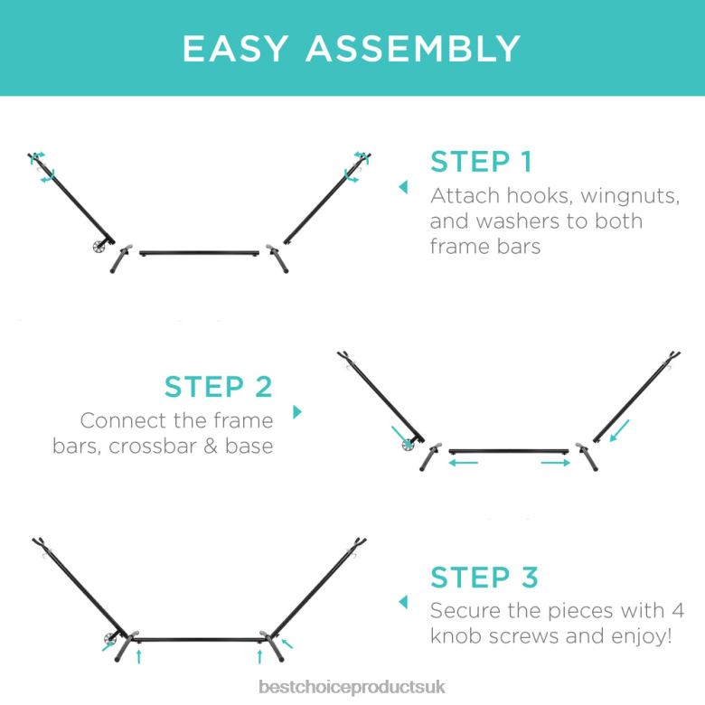 Outdoor Living | Best Choice ProductsPortable Heavy-Duty Steel Hammock Stand w/ Built-In Wheel, Case N62R1441 Black