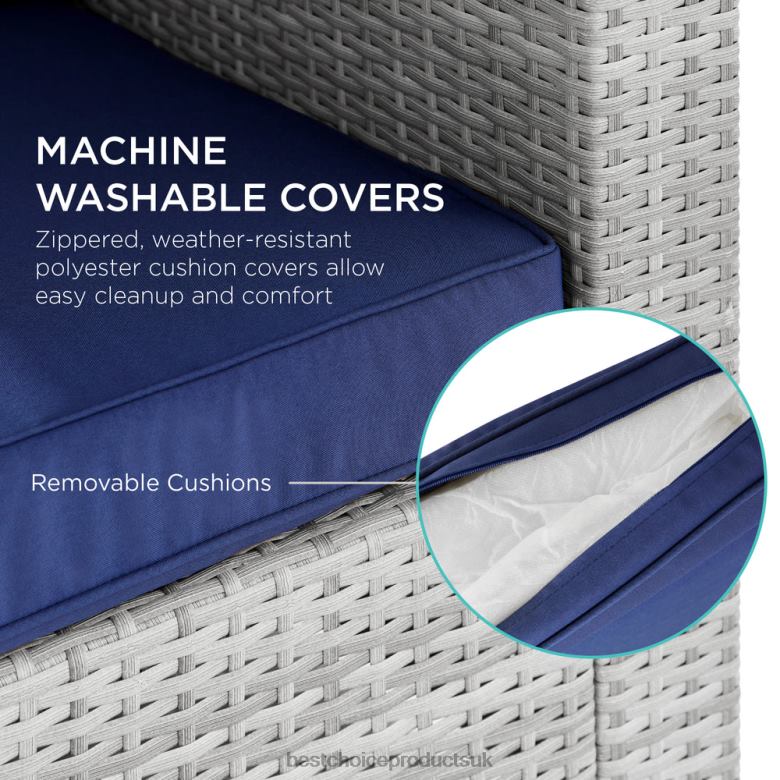 Outdoor Living | Best Choice Products2-Person Outdoor Patio Loveseat Sofa Couch w/ 2 Accent Pillows N62R1433 Gray/Navy