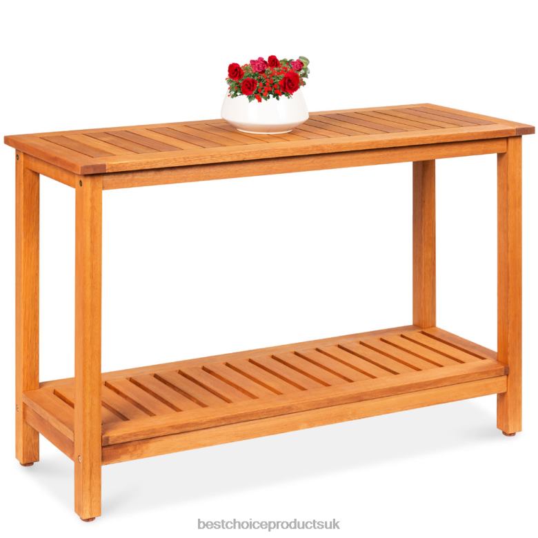 Outdoor Living | Best Choice Products2-Shelf Wooden Console Table Storage Organizer w/ Natural Finish N62R938 Brown