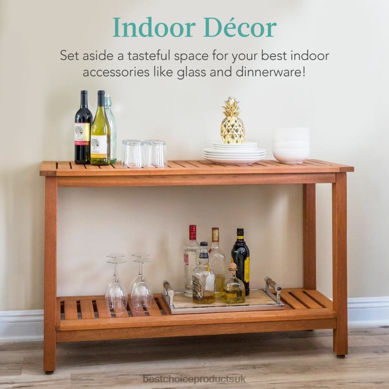 Outdoor Living | Best Choice Products2-Shelf Wooden Console Table Storage Organizer w/ Natural Finish N62R938 Brown