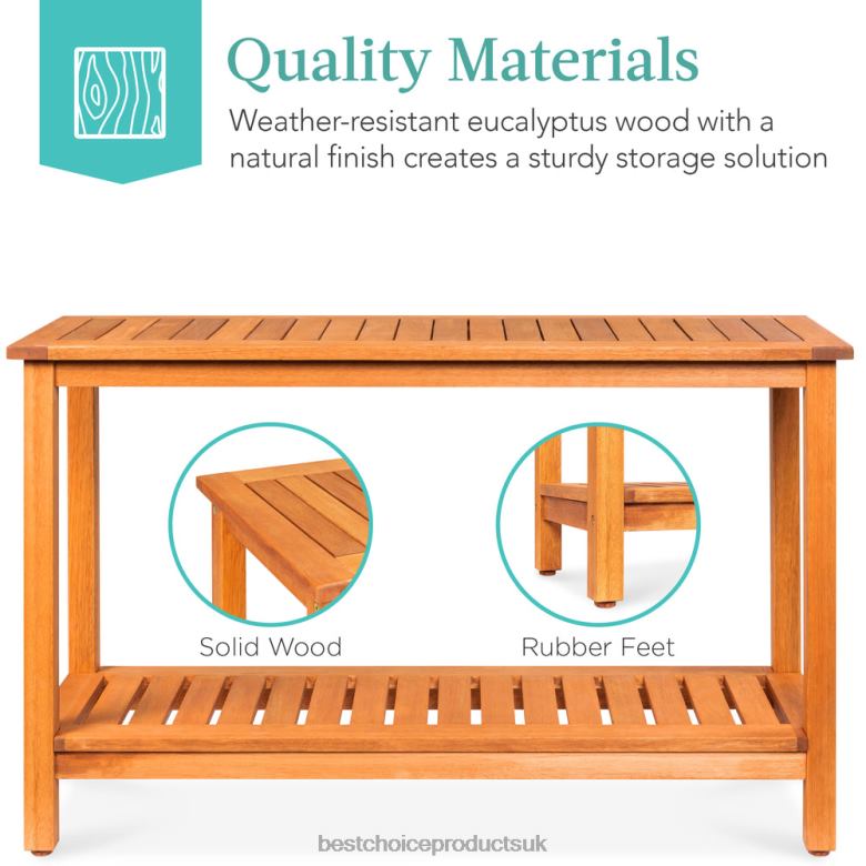 Outdoor Living | Best Choice Products2-Shelf Wooden Console Table Storage Organizer w/ Natural Finish N62R938 Brown
