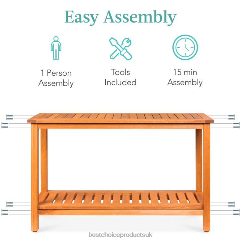 Outdoor Living | Best Choice Products2-Shelf Wooden Console Table Storage Organizer w/ Natural Finish N62R938 Brown
