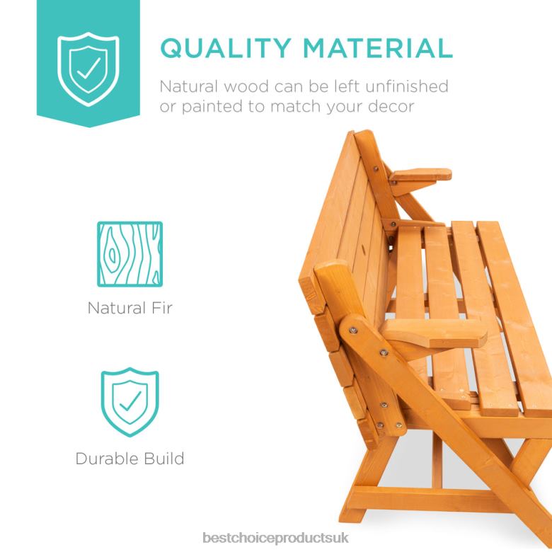 Outdoor Living | Best Choice Products2-in-1 Outdoor Interchangeable Wooden Picnic Table/Garden Bench N62R431 Brown
