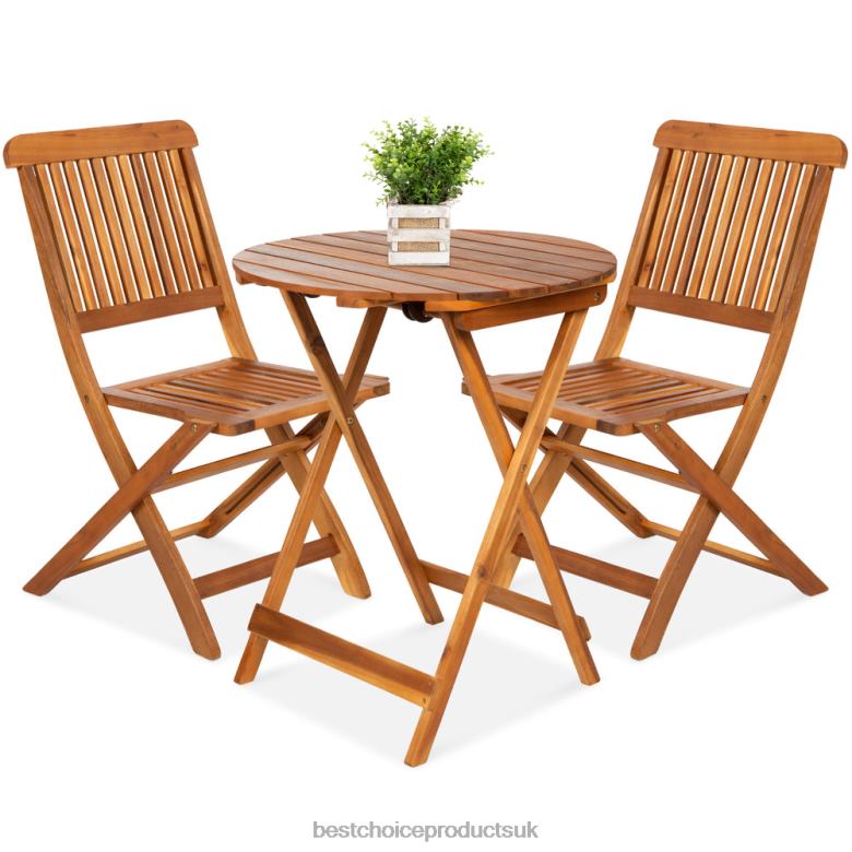 Outdoor Living | Best Choice Products3-Piece Acacia Wood Bistro Set w/ Folding Table, 2 Chairs N62R421 Brown