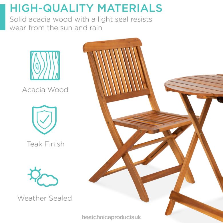 Outdoor Living | Best Choice Products3-Piece Acacia Wood Bistro Set w/ Folding Table, 2 Chairs N62R421 Brown