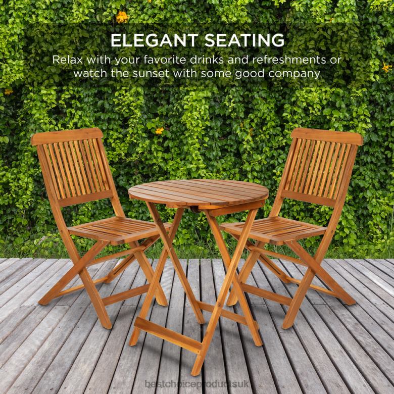 Outdoor Living | Best Choice Products3-Piece Acacia Wood Bistro Set w/ Folding Table, 2 Chairs N62R421 Brown