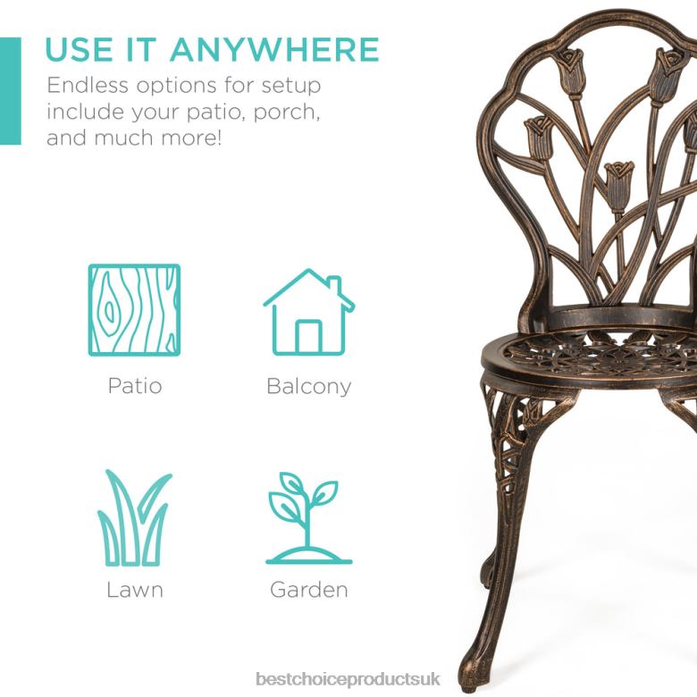 Outdoor Living | Best Choice Products3-Piece Cast Aluminum Patio Bistro Furniture Set N62R410 Brown