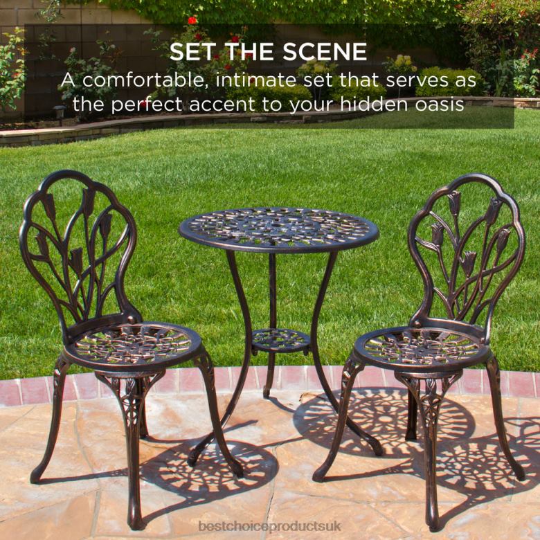 Outdoor Living | Best Choice Products3-Piece Cast Aluminum Patio Bistro Furniture Set N62R410 Brown
