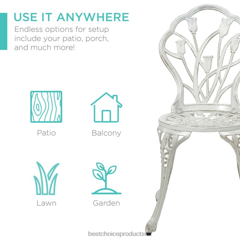 Outdoor Living | Best Choice Products3-Piece Cast Aluminum Patio Bistro Furniture Set N62R411 White