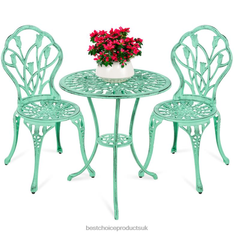 Outdoor Living | Best Choice Products3-Piece Cast Aluminum Patio Bistro Furniture Set N62R412 Teal