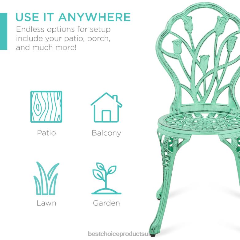 Outdoor Living | Best Choice Products3-Piece Cast Aluminum Patio Bistro Furniture Set N62R412 Teal