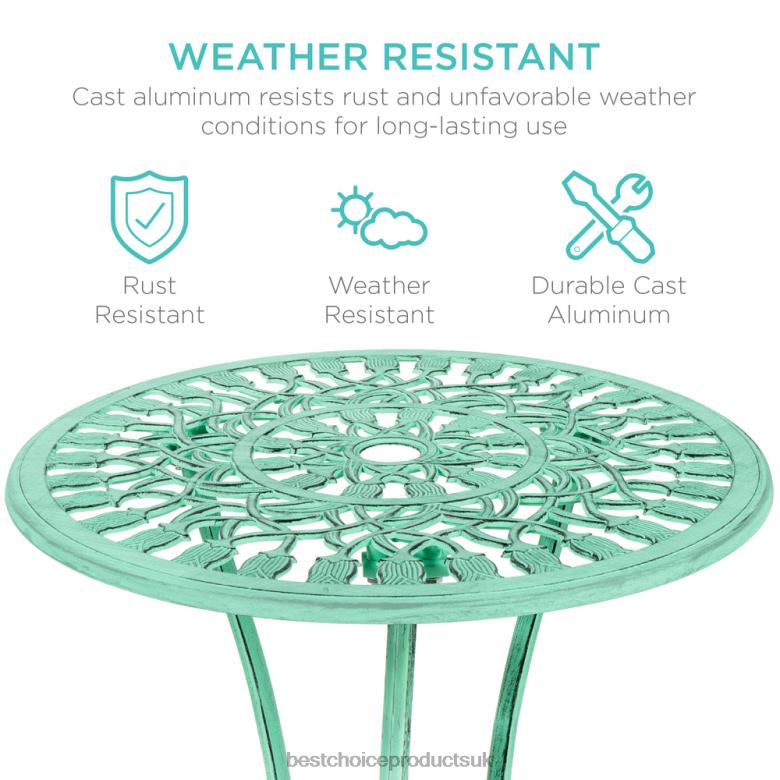 Outdoor Living | Best Choice Products3-Piece Cast Aluminum Patio Bistro Furniture Set N62R412 Teal