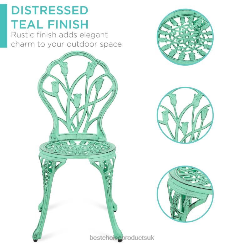 Outdoor Living | Best Choice Products3-Piece Cast Aluminum Patio Bistro Furniture Set N62R412 Teal