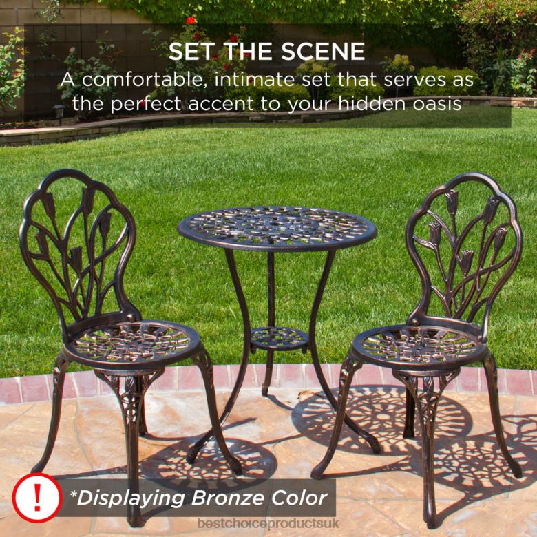 Outdoor Living | Best Choice Products3-Piece Cast Aluminum Patio Bistro Furniture Set N62R412 Teal
