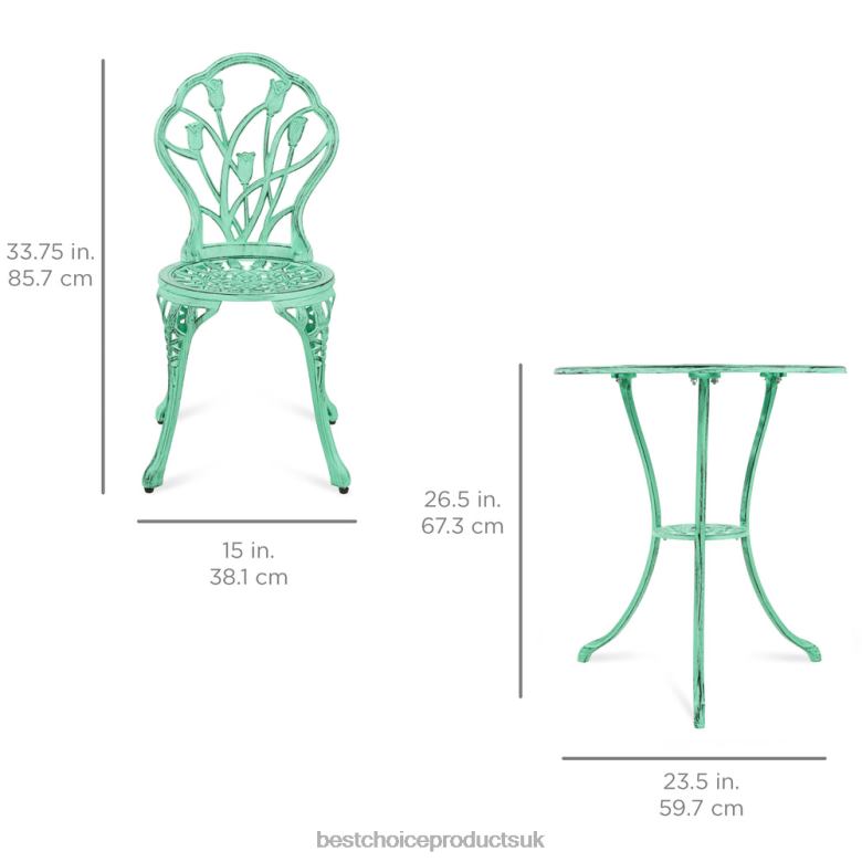 Outdoor Living | Best Choice Products3-Piece Cast Aluminum Patio Bistro Furniture Set N62R412 Teal
