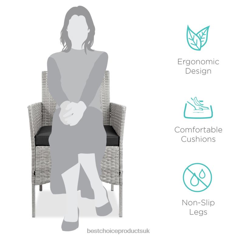 Outdoor Living | Best Choice Products3-Piece Outdoor Patio Wicker Bistro Set w/ Side Storage Table N62R1314 Gray/Black