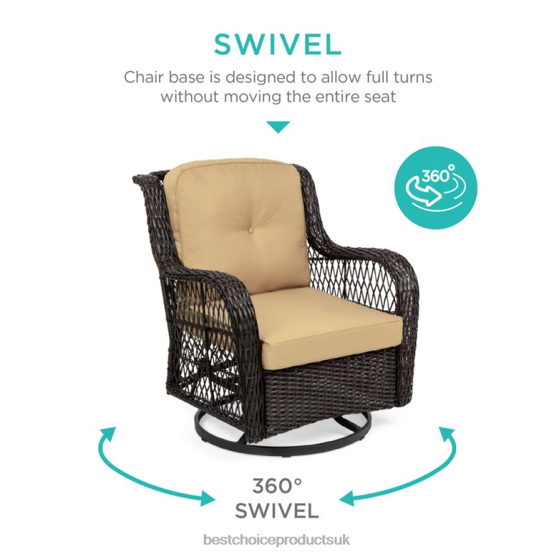 Outdoor Living | Best Choice Products3-Piece Patio Wicker Bistro Furniture Set w/ 2 Swivel Rocking Chairs, Table N62R1405 Beige