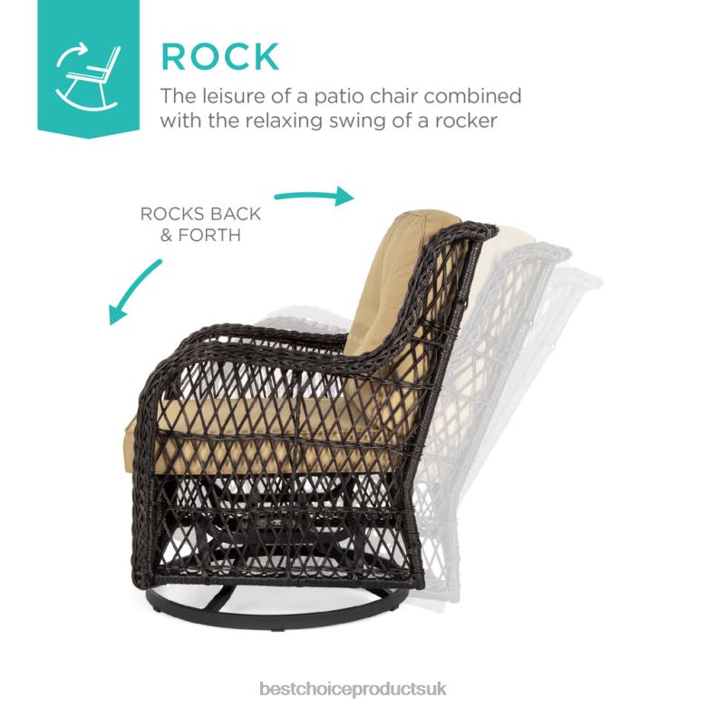 Outdoor Living | Best Choice Products3-Piece Patio Wicker Bistro Furniture Set w/ 2 Swivel Rocking Chairs, Table N62R1405 Beige