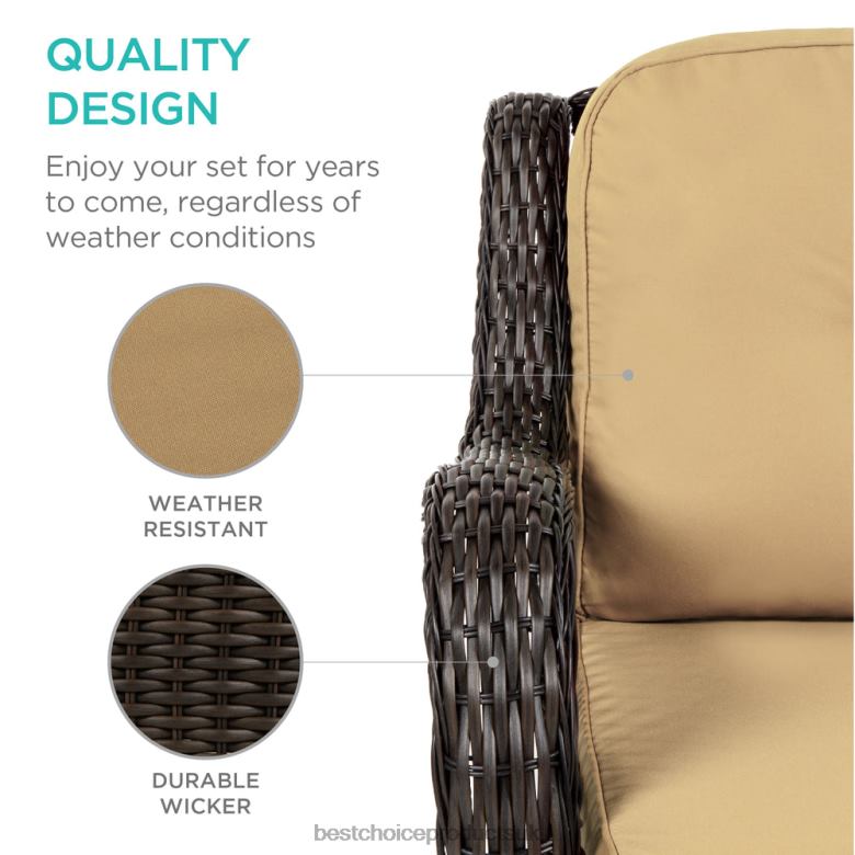 Outdoor Living | Best Choice Products3-Piece Patio Wicker Bistro Furniture Set w/ 2 Swivel Rocking Chairs, Table N62R1405 Beige