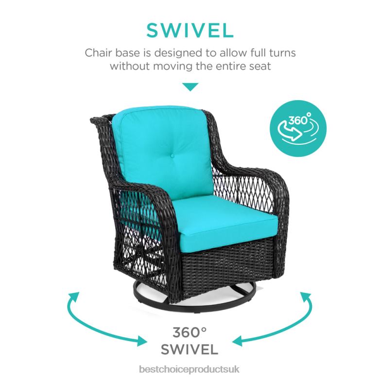 Outdoor Living | Best Choice Products3-Piece Patio Wicker Bistro Furniture Set w/ 2 Swivel Rocking Chairs, Table N62R1408 Teal