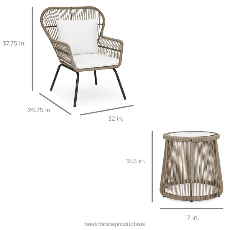 Outdoor Living | Best Choice Products3-Piece Patio Wicker Conversation Bistro Set w/ 2 Chairs, Glass Top Table N62R1349 Tan