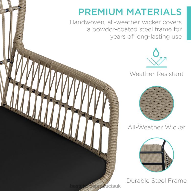 Outdoor Living | Best Choice Products3-Piece Patio Wicker Conversation Bistro Set w/ 2 Chairs, Glass Top Table N62R1352 Natural/Black