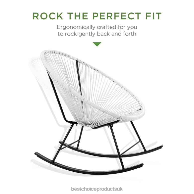 Outdoor Living | Best Choice Products3-Piece Patio Woven Rope Acapulco Rocking Chair Bistro Set N62R1418 White