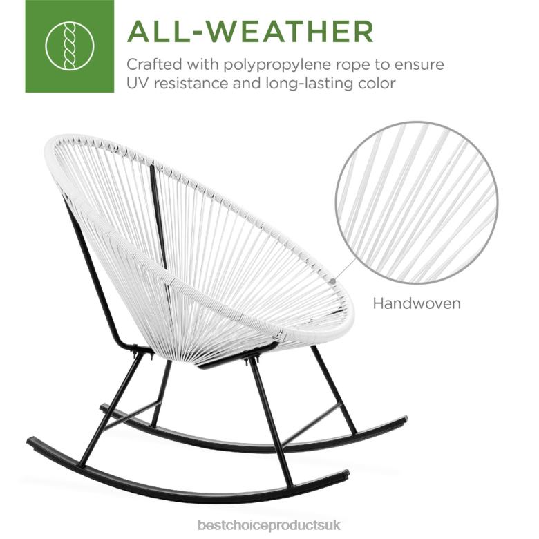 Outdoor Living | Best Choice Products3-Piece Patio Woven Rope Acapulco Rocking Chair Bistro Set N62R1418 White