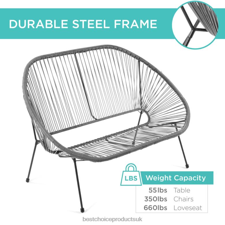 Outdoor Living | Best Choice Products4-Piece All-Weather Acapulco Conversation Set w/ Table, Loveseat N62R912 Gray