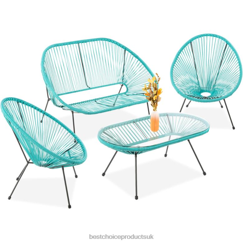 Outdoor Living | Best Choice Products4-Piece All-Weather Acapulco Conversation Set w/ Table, Loveseat N62R913 Teal