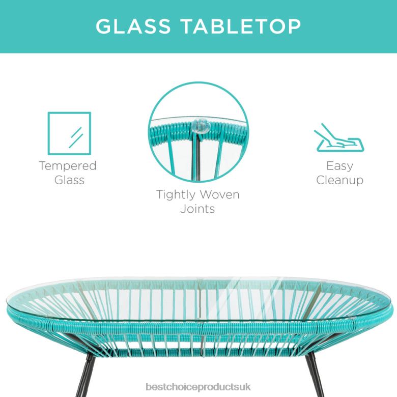 Outdoor Living | Best Choice Products4-Piece All-Weather Acapulco Conversation Set w/ Table, Loveseat N62R913 Teal