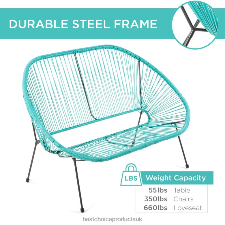 Outdoor Living | Best Choice Products4-Piece All-Weather Acapulco Conversation Set w/ Table, Loveseat N62R913 Teal