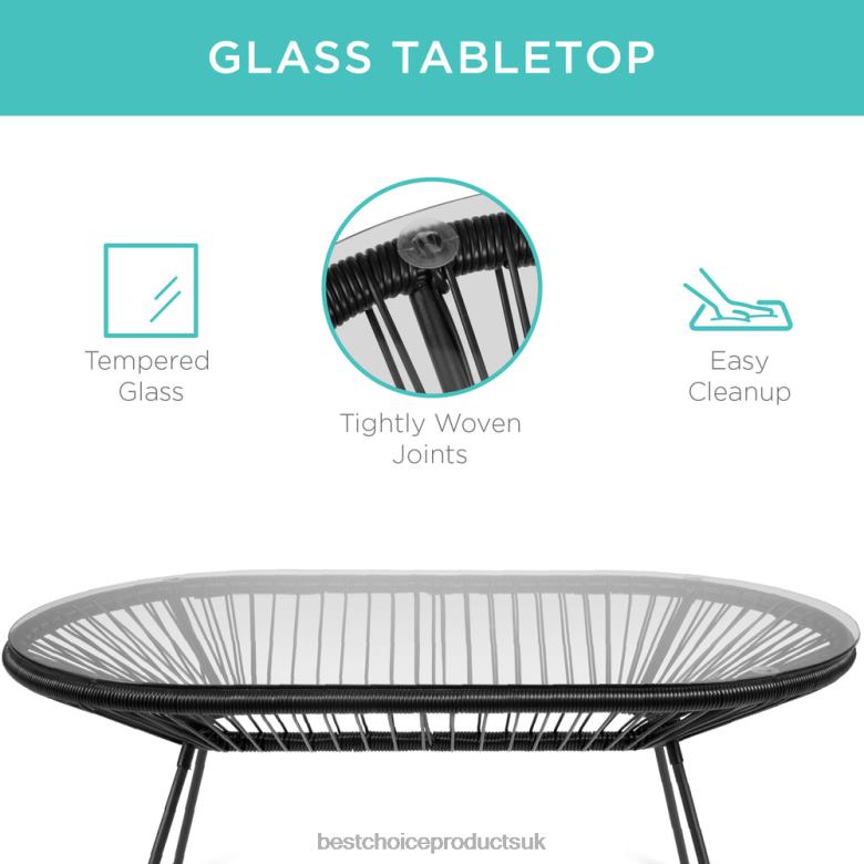 Outdoor Living | Best Choice Products4-Piece All-Weather Acapulco Conversation Set w/ Table, Loveseat N62R914 Black