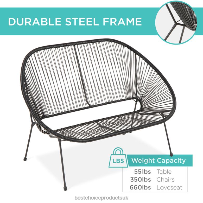 Outdoor Living | Best Choice Products4-Piece All-Weather Acapulco Conversation Set w/ Table, Loveseat N62R914 Black